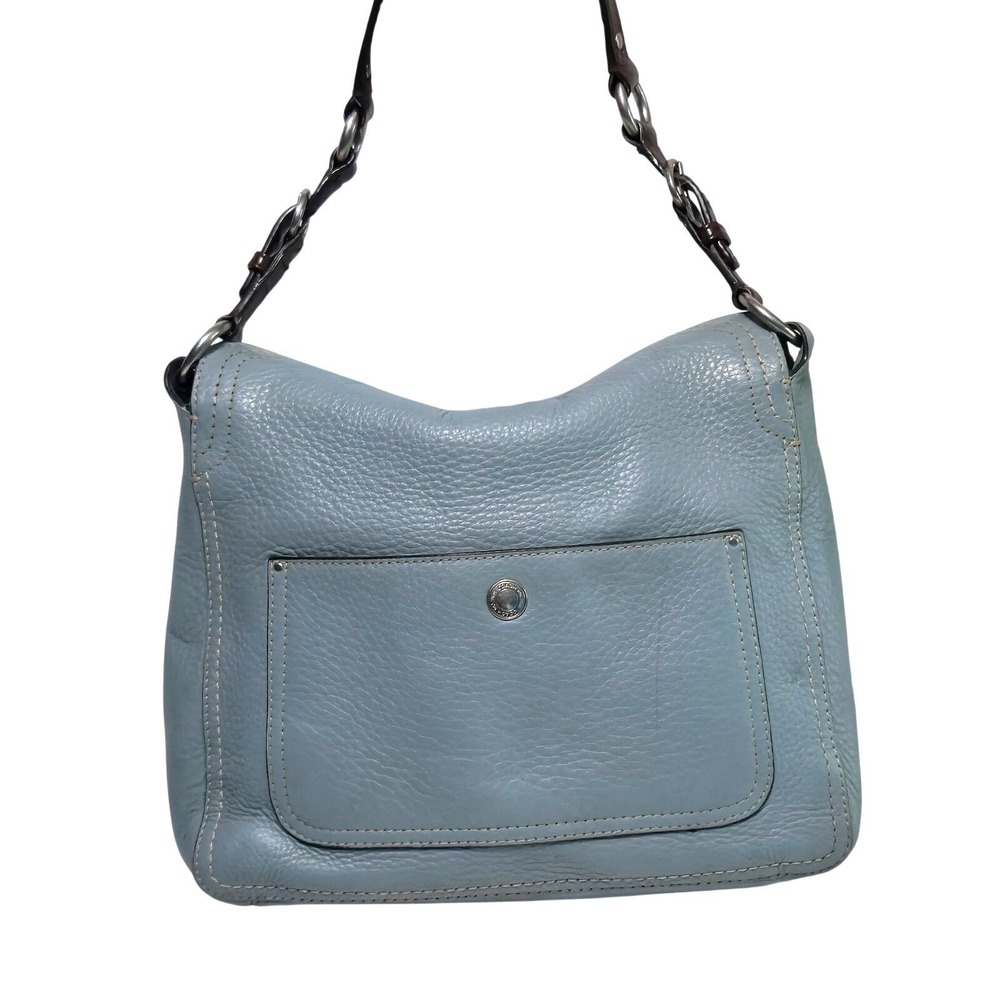 COACH Chelsea Hobo Bag Teal Pebbled Leather Turn Lock Shoulder Purse F12338 - Picture 1 of 9